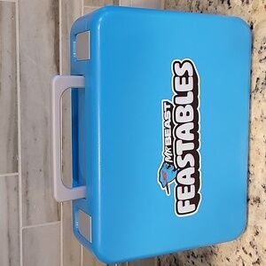 MrBeast Feastables World's Coolest Collectible Lunch Box, BPA-Free, Blue/Pink